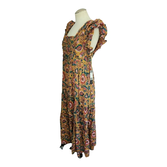 House of Harlow 1960 Floral Midi Dress Size Large Boho Ruffle Hem NWT - Picture 7 of 11